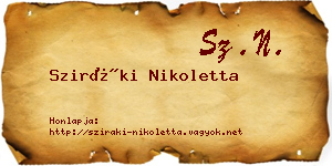 Sziráki Nikoletta névjegykártya
